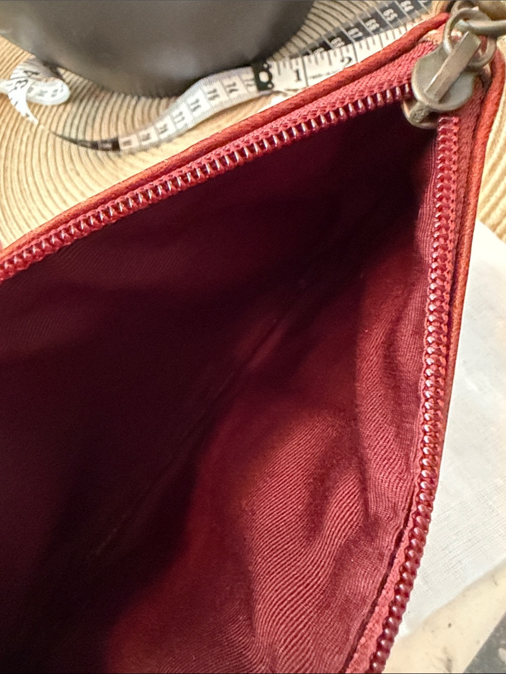 Coach Vintage Red-Brown Pebbled Leather Wristlet with Lace-Up Grommet & Tassel - Picture 5 of 9